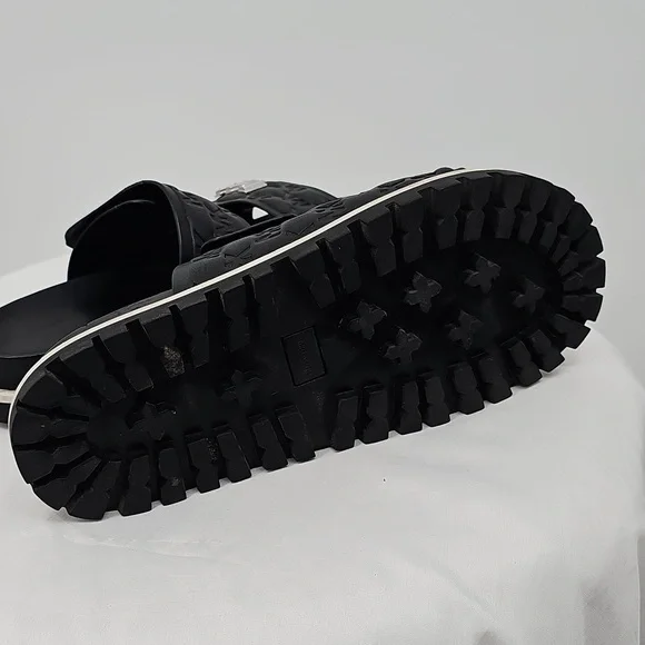 Michael Kors MK Logo Double Strap Slide Sandals Black 6M | Chunky Sole - Picture 7 of 7